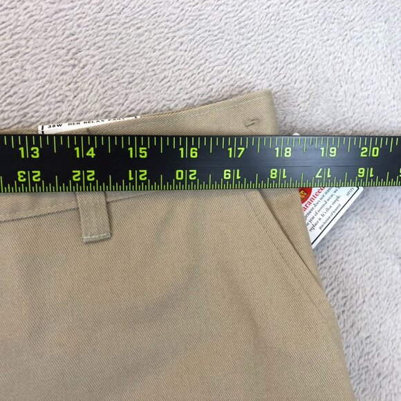 NWT A+ By Sai Mens Uniform Khaki Pants 38W Beige Relaxed Straight Flat Front - Picture 5 of 15